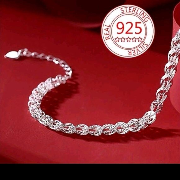 Elegant S925 Sterling Silver Plated Phoenix Tail Link Chain Bracelet 7"+extender - Picture 7 of 9